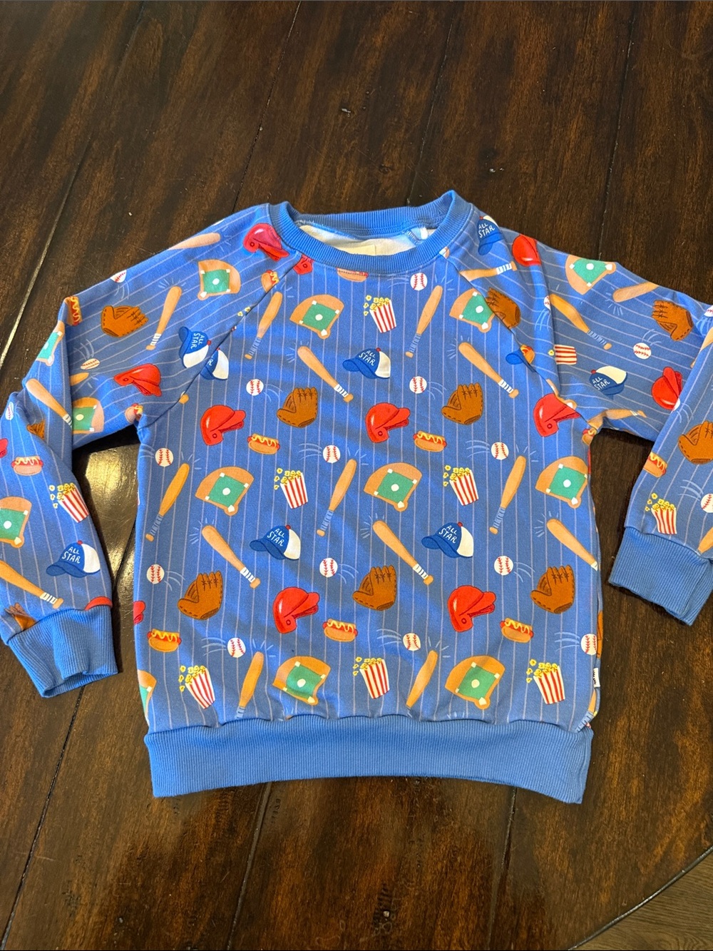 Little Sleepies Blue Baseball Print Kids Sweatshirt Top